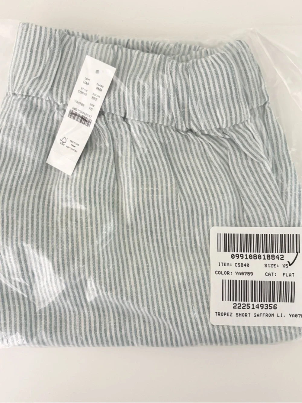 NWT J. Crew Tropez Short Linen Stripe Smokey Seaglass